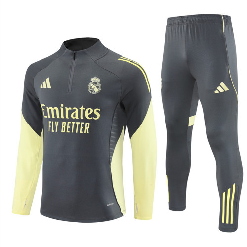 2526 Real Madrid Dark Grey 1/4 Zipper Player Training Suit
