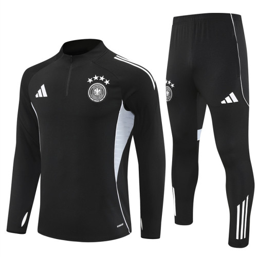 2526 Germany Black 1/4 Zipper Player Training Suit