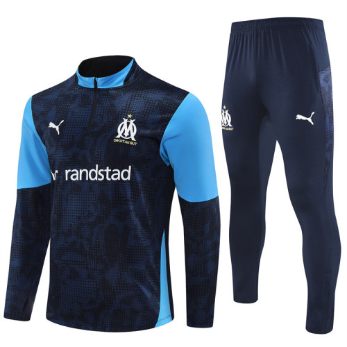 2526 Olympique De Marseille Navy Blue 1/4 Zipper Player Training Suit