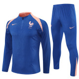 2526 France Royal Blue 1/4 Zipper Player Training Suit