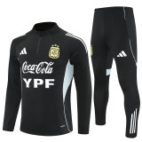 2526 Argentina Black 1/4 Zipper Player Training Suit