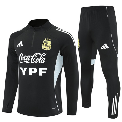 2526 Argentina Black 1/4 Zipper Player Training Suit