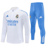 2526 Real Madrid Lightt Blue 1/4 Zipper Player Training Suit