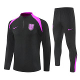 2526 England Black 1/4 Zipper Player Training Suit