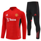 2526 Manchester United Red 1/4 Zipper Player Training Suit