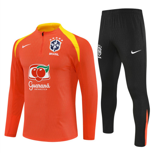 2526 Brazil Orange 1/4 Zipper Player Training Suit