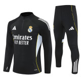 2526 Real Madrid Black 1/4 Zipper Player Training Suit