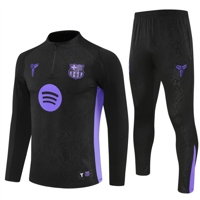2526 Barcelona Black 1/4 Zipper Player Training Suit