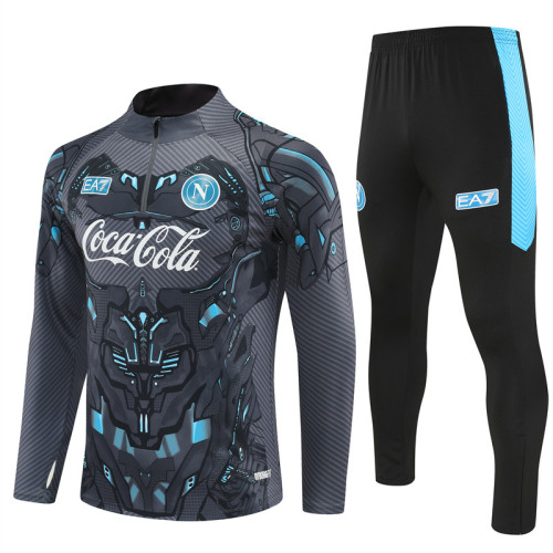 2526 Ssc Napoli Black Grey 1/4 Zipper Player Training Suit