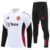 2526 Manchester United White 1/4 Zipper Player Training Suit