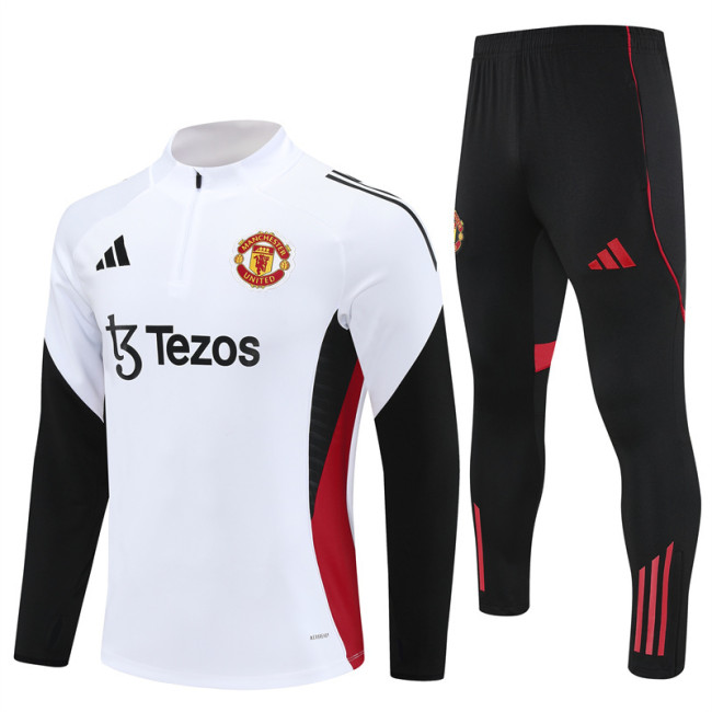 2526 Manchester United White 1/4 Zipper Player Training Suit