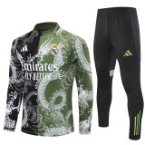2526 Real Madrid Black Green 1/4 Zipper Player Training Suit