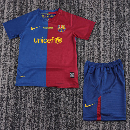 08-09 Barcelona Home  Kids Retro Suit