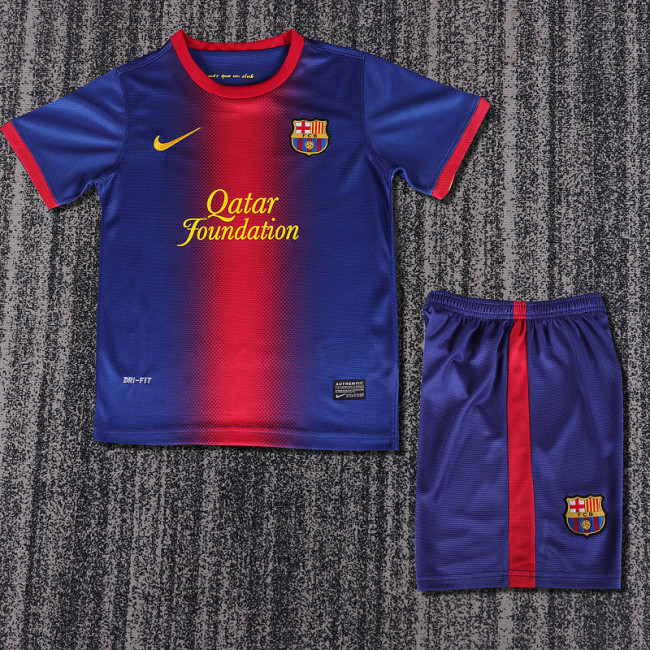 12-13 Barcelona Home  Kids Retro Suit