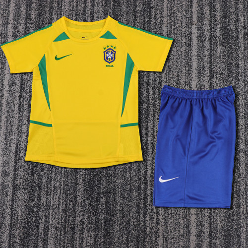 2002 Brazil Home  Kids Retro Suit