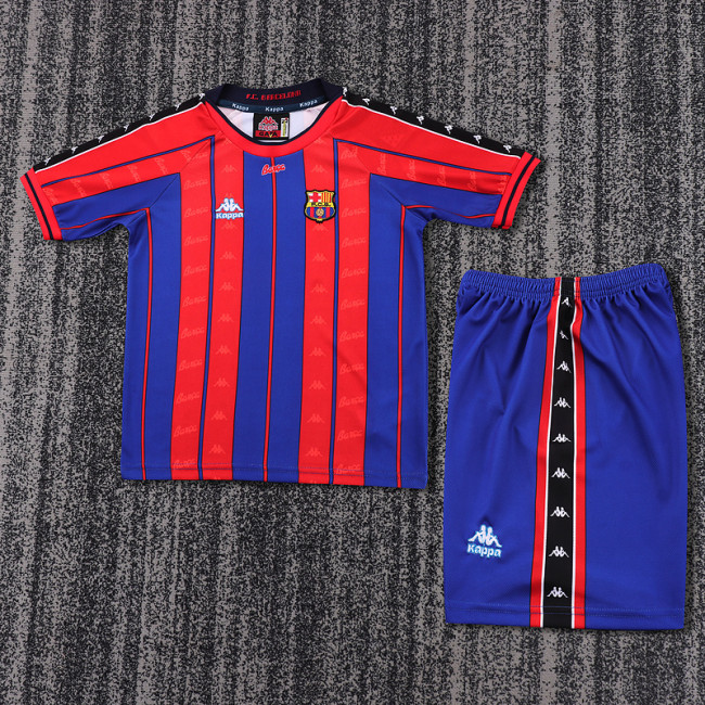 97-98 Barcelona Home  Kids Retro Suit