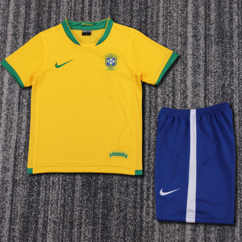 2006 Brazil Home  Kids Retro Suit