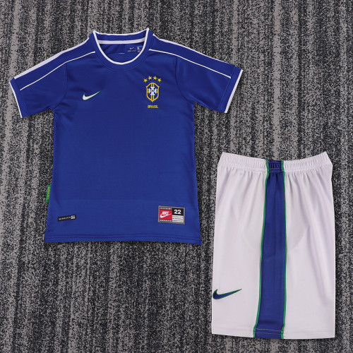 98 Brazil Away  Kids Retro Suit