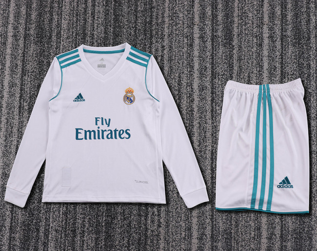 2017-18 Real Madrid Home  Kids Retro Suit