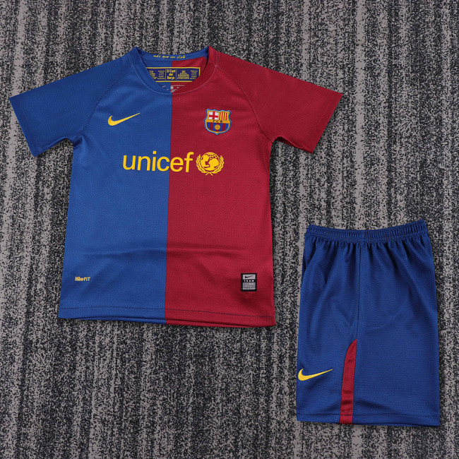 08-09 Barcelona Home  Kids Retro Suit