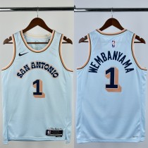 24-25 SA Spurs WEMBANYAMA #1 Light blue City Edition Top Quality Hot Pressing NBA Jersey