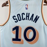 24-25 SA Spurs SOCHAN #10 Light blue City Edition Top Quality Hot Pressing NBA Jersey