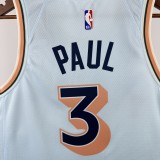24-25 SA Spurs PAUL #3 Light blue City Edition Top Quality Hot Pressing NBA Jersey