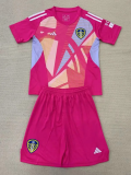 24-25 Leeds United Pink GoalKeeper Kids Soccer Jersey