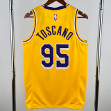 22-23 LAKERS TOSCANO #95 Yellow Top Quality Hot Pressing NBA Jersey