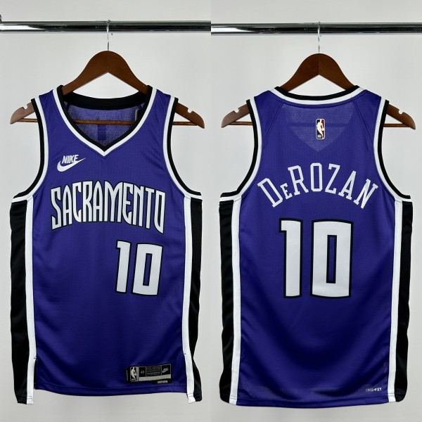 24-25 KINGS DEROZAN #10 Purple Retro Top Quality Hot Pressing NBA Jersey(V领）