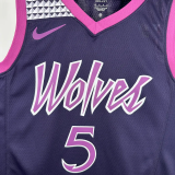 TIMBERWOLVES EDWARDS #5 Purple Black Top Quality Hot Pressing NBA Jersey
