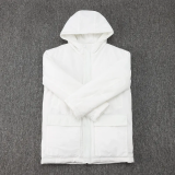 24-25 White Hooded Windbreaker Fabric Cotton Coat 光板