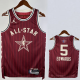 23-24 ALL-STAR EDWARDS #5 Red Top Quality Hot Pressing NBA Jersey
