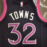 Timberwolves TOWNS #32 Purple Black Top Quality Hot Pressing NBA Jersey