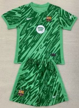 24-25 BAR Green Goalkeeper Kids Soccer Jersey