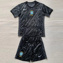 24-25 Brazil Black Kids Soccer Jersey
