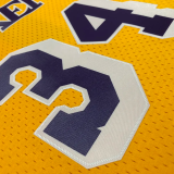 1997 LAKERS O’NEAL #34 Yellow Retro Top Quality Hot Pressing NBA Jersey