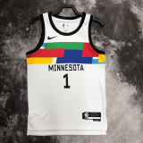 22-23 TIMBERWOLVES EDWARDS #1 White City Edition Top Quality Hot Pressing NBA Jersey