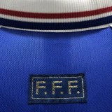 1998 France Home Long Sleeve Retro Soccer Jersey(带决赛字)