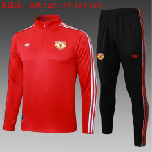 25-26 Man Utd High Quality Kids Half Pull Tracksuit