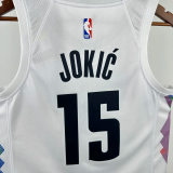 24-25 Nuggets JOKIC #15 White City Edition Top Quality Hot Pressing NBA