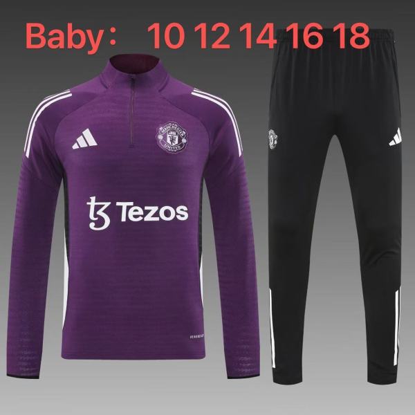 25-26 Man Utd High Quality Kids Half Pull Tracksuit