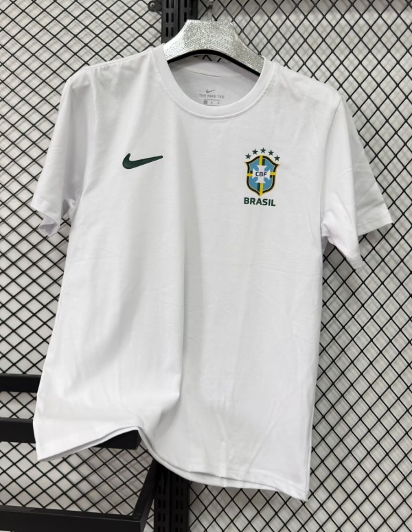 26-27 Brazil White High Quality Pure Cotton Casual T-Shirt