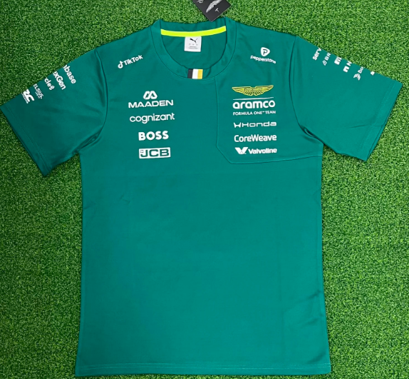 2026 Aston Martin New Pattern Heat Transfer Printing Short Sleeve Racing Suit