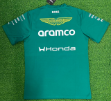 2026 Aston Martin New Pattern Heat Transfer Printing Short Sleeve Racing Suit