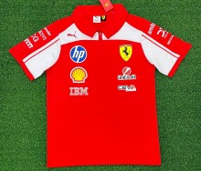 2026 Ferrari New Pattern Heat Transfer Printing Short Sleeve Racing Suit*有领