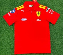 2026 Ferrari New Pattern Heat Transfer Printing Short Sleeve Racing Suit*有领