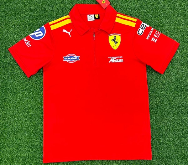 2026 Ferrari New Pattern Heat Transfer Printing Short Sleeve Racing Suit*有领