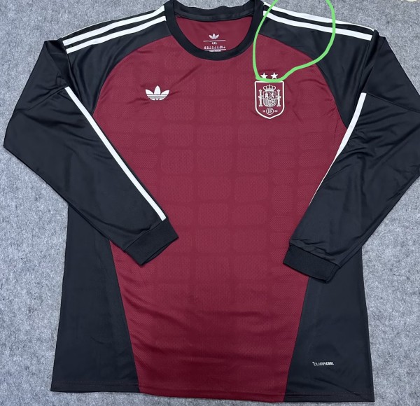 2026 Spain GoalKeeper Long Sleeve Fans Soccer Jersey (长袖) (With 2 Star)*两颗星
