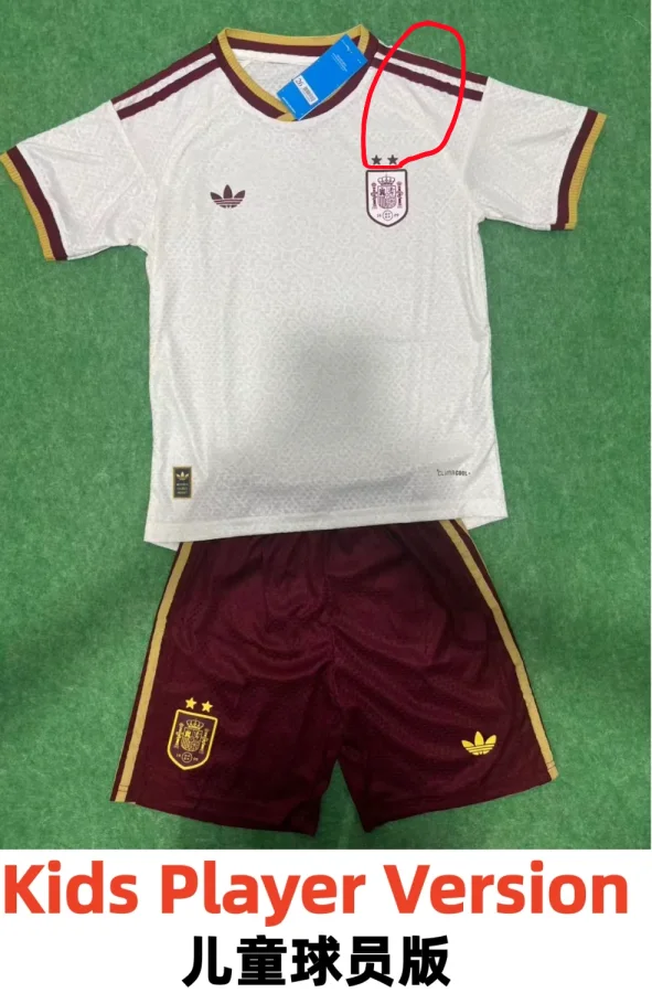 2026 World Cup Spain Away Kids Player Version Soccer Jersey (球员童装) (With 2 Star)*两颗星